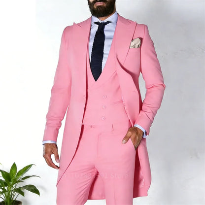 Men's Tailcoat Tuxedo in Royal Blue Made to Measure Wedding Groomsmen Long Fashion Blazer Smoking Suit Customizable Male Traje