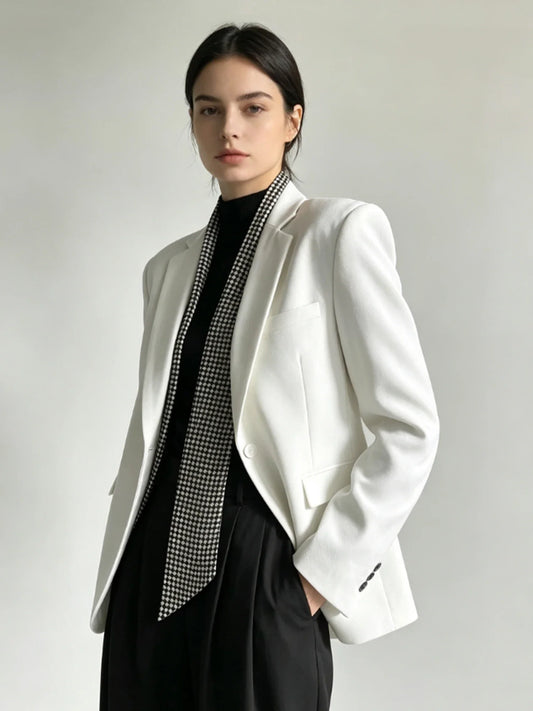 Women's White Blazer Jacket Y2k Gyaru Vintage Korean Style Oversize Long Sleeve Suit Coat Outerwear for Women Spring Autumn 2026