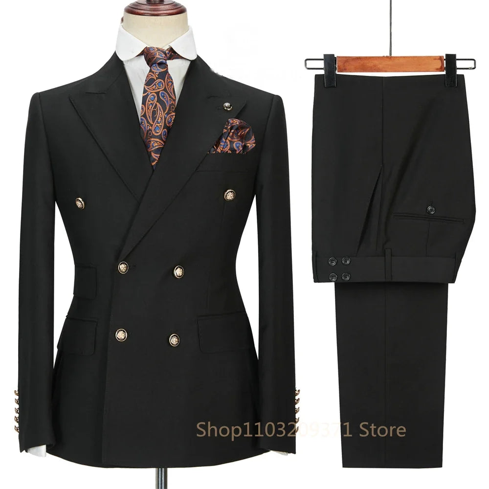 Men's Single Breasted Formal Suit Set – Turndown Collar Blazer for Wedding & Business