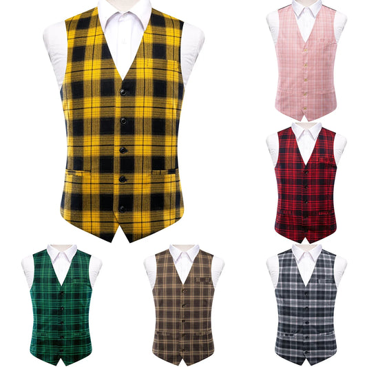 Men's Jacquard Viscose Striped Waistcoat for Wedding and Business
