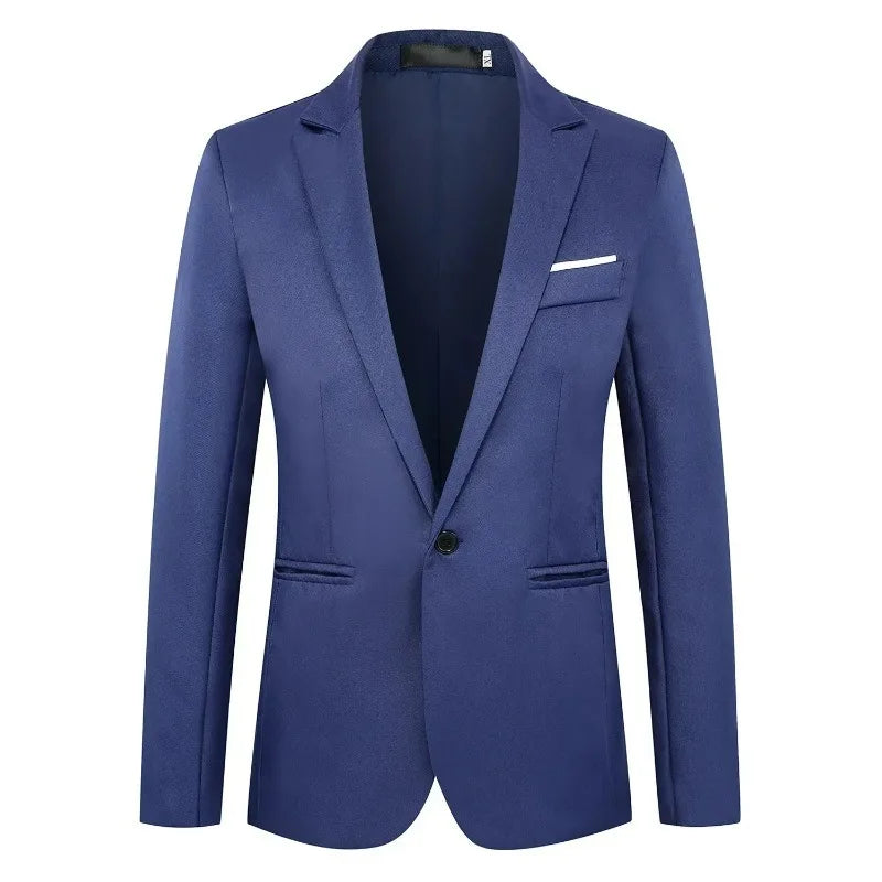 KIDWHXR Man Suit Jacket Slim Solid Single-breasted Suits Coats Men Long Sleeve Formal Business Party Wedding Blazer for Male