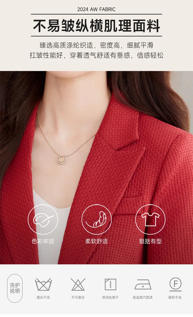 Casual Blazer Suits for Women Office Wear Long Sleeve Single Button Jacket 2 Pieces Set Chic Fashion Pant Suits Elegant Ladies