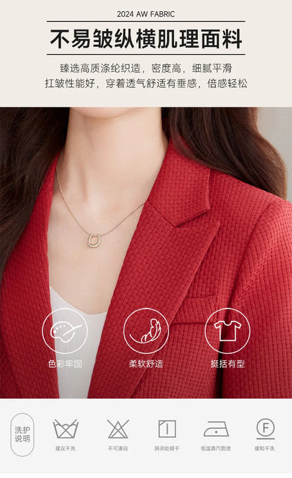 Casual Blazer Suits for Women Office Wear Long Sleeve Single Button Jacket 2 Pieces Set Chic Fashion Pant Suits Elegant Ladies