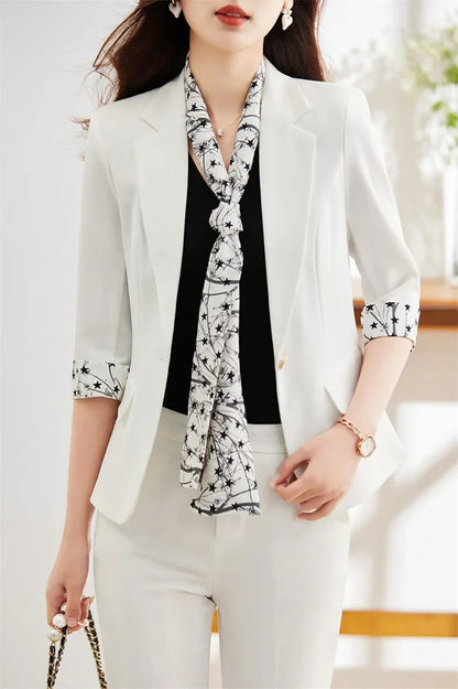 Office Lady Blazer Suits Elegant Women Tied Waist Top and Pant 2 Piece Set Outfit 2025 Trouser Female Business Work Wear