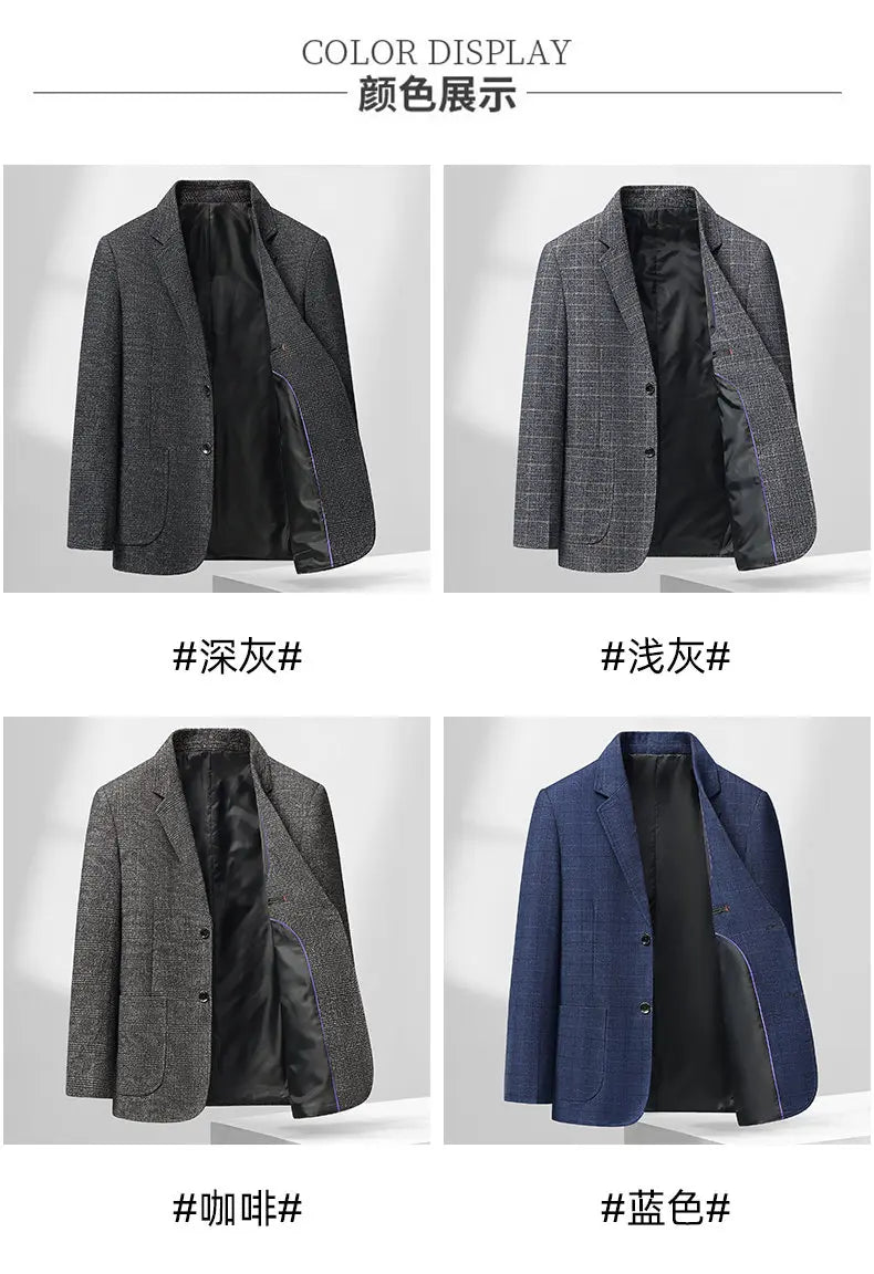 Blazer Autumn and Winter Men's Fashion Business Outdoor Travel Checkered Wedding Youth Slimming Casual High Formal Wear Blazer