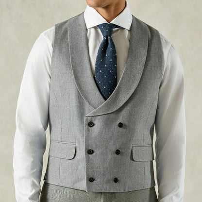 Men's Formal Vest Double-Breasted Lapel Waistcoat Pink Solid for Wedding & Business