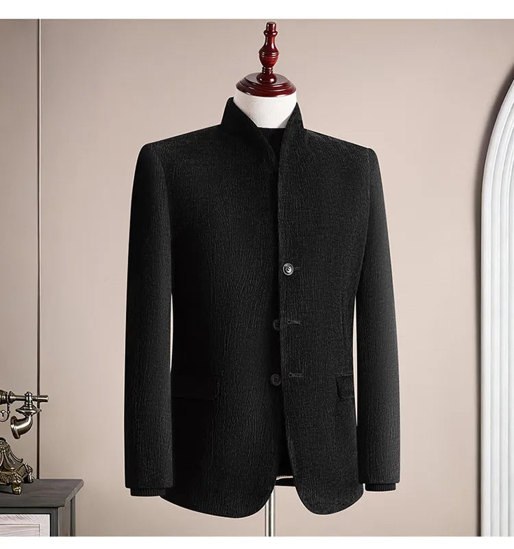 Men's Smart Casual Single Breasted Slim Fit Suit Set – Dark Gray & Black