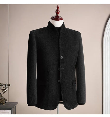 Men's Smart Casual Single Breasted Slim Fit Suit Set – Dark Gray & Black