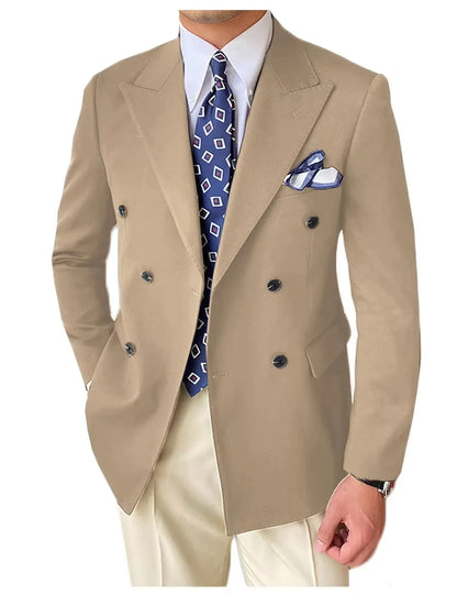 Wedding Men's Tuxedo Jacket Bridegroom Business Groom Wear Formal Party Blazer Double Breasted Peak Lapel XS-6XL One Coat