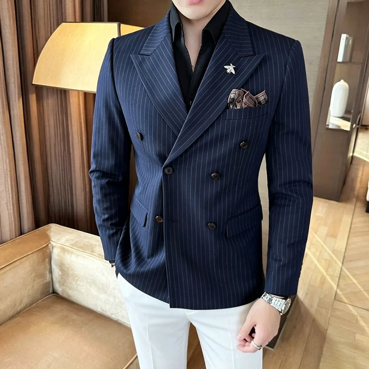 Men's Double Breasted Blazer – Formal Wedding & Business Jacket