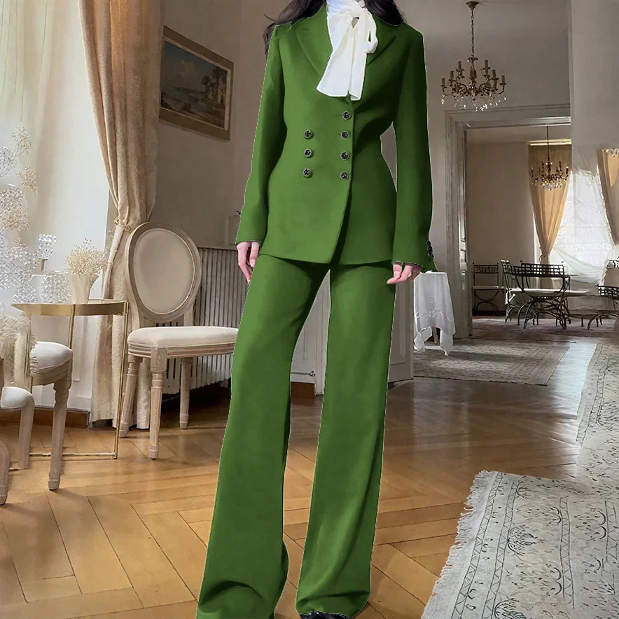 2025 New Women Casual Blazer Suit Set with Double-breasted Office Formal Pant Suit Separates Slim Fit Custom Made Traje de Mujer