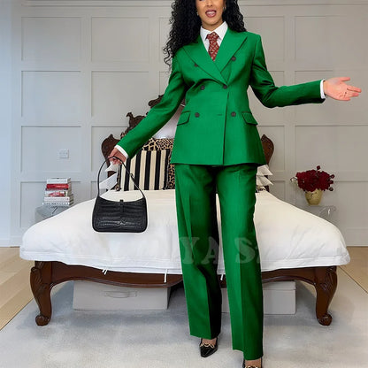 2025 New Summer Women's Suits Business Casual Outfits Double Breasted Peak Lapel Jacket Pants Custom Made High Quality Female