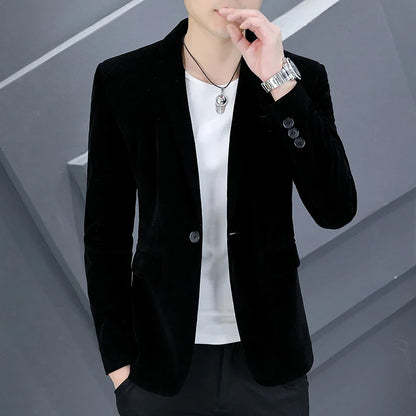 2025 Canary Suit Men's Velveteen Casual Small Suit British Style Business Single West Casual Clothes Trend Youth Handsome Shirt