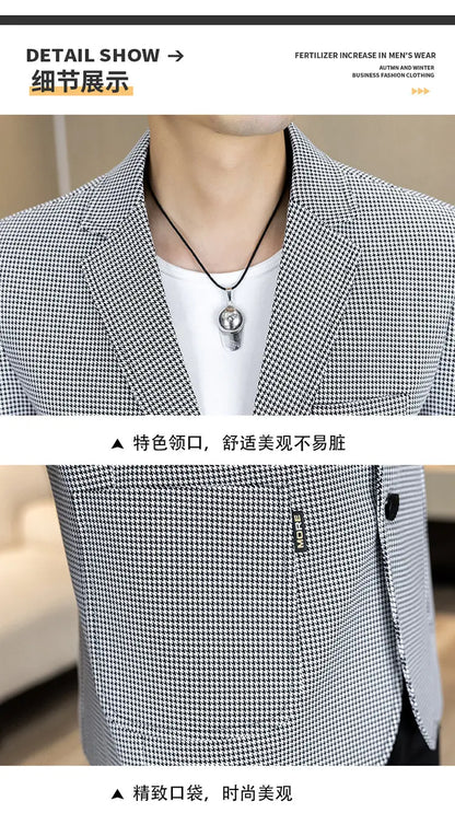 Men's Smart Casual Blazer Single Breasted Slim Fit Solid Color Spring Autumn Jacket
