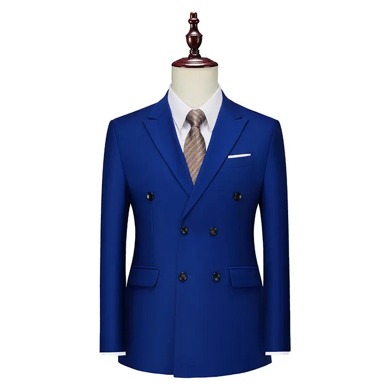 2026 Men Double Breasted Blazer Coats Fashion Solid Mens Wedding Prom Dress Male Business Casual Slim Fit Suits Jacket 6XL