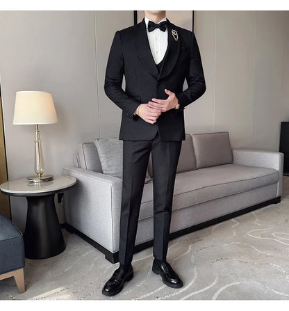 Men's Slim Fit 3-Piece Suit for Weddings, Parties & Formal Occasions – White, Red, Black