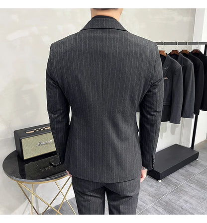Men's Classic Striped 3-Piece Suit for Wedding, Business & Formal Occasions