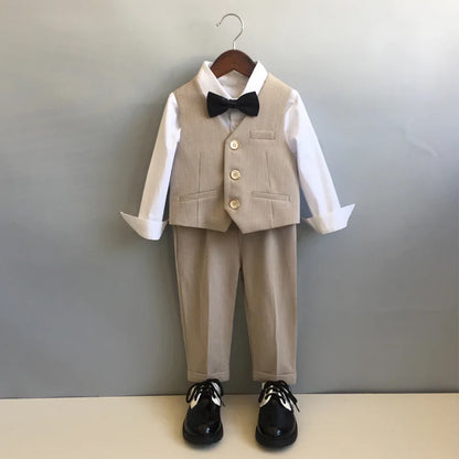 Baby Boys 1 Year Birthday Set Kids Wedding Suit Child Jacket Vest Pants Photograph Suit Children Wedding Performance Party Dress