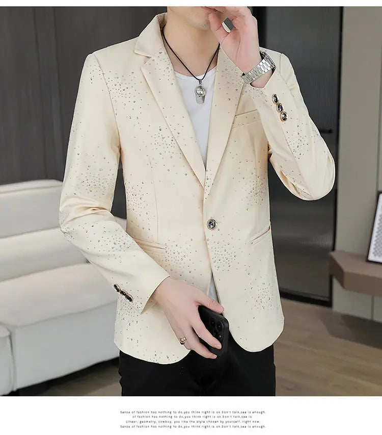 Blazer Men's Sequined High-end Hot Diamond Style Business Outdoor Travel Wedding Youth Slimming Casual High Formal Wear Blazer