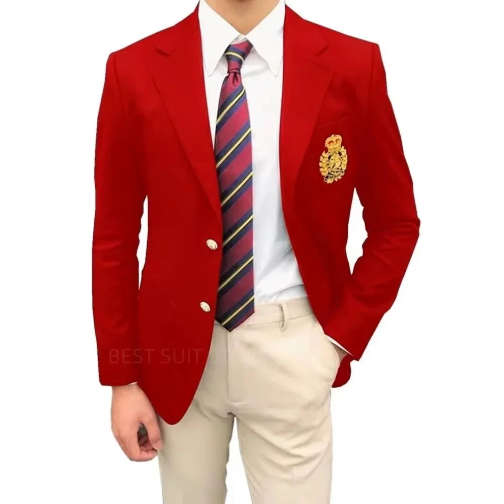 1 Piece Formal Wedding Business Coat Top Men Two Buttons Notch Lapel Jacket Smart Casual Slim Fit Suit Blazer for Prom Party