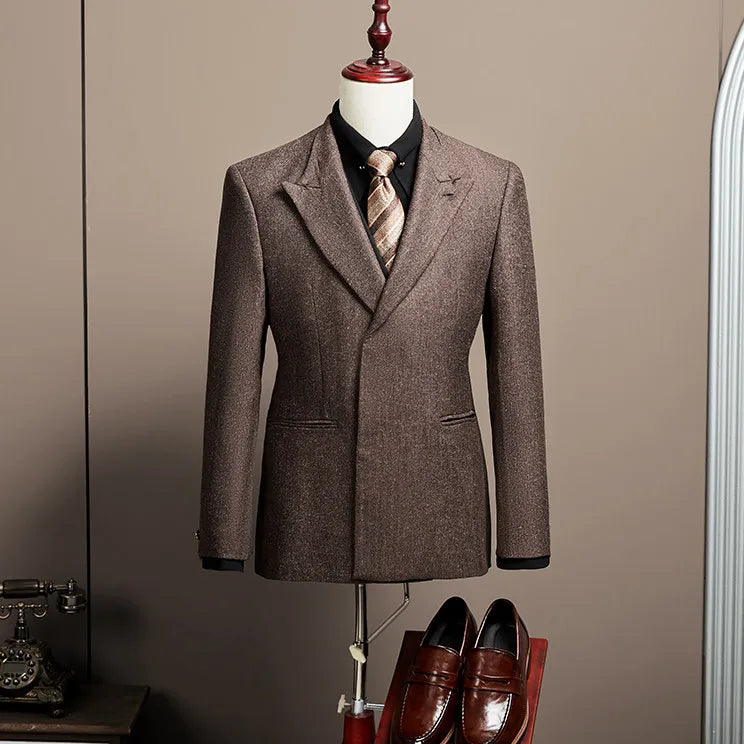 Men's Large Size Autumn Blazer – Smart Casual Polyester Suit Jacket