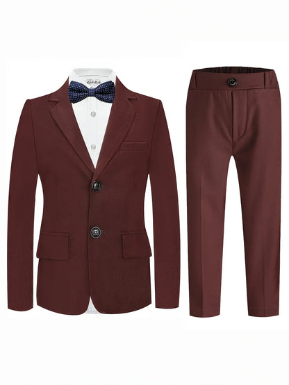 Gentleman Boys Suit Set Kids Blazer Vest Pants Bowtie 4Pieces Party Dress Suit Child's Formal Baptism Birthday Wedding Outfit