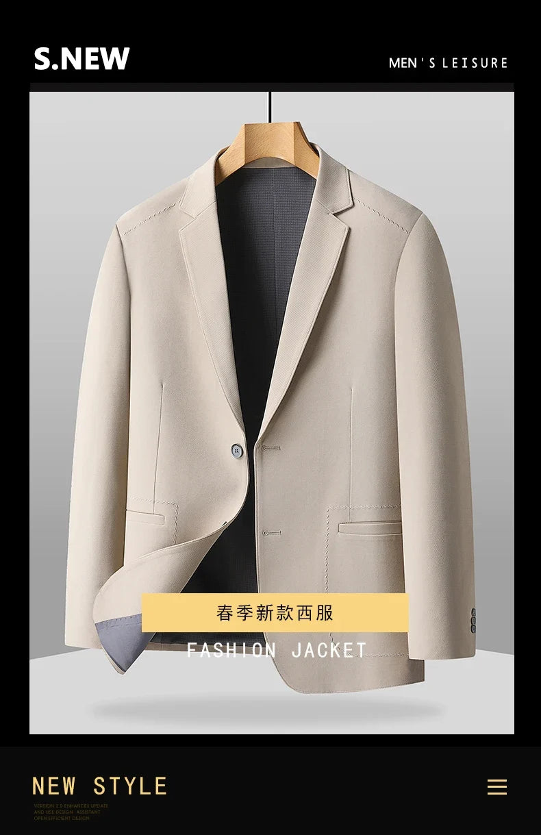 Blazer Outdoor Men's Casual, Fashionable, Trendy, Sporty Solid Color, Slimming British Style Business Gentleman Wedding Blazer
