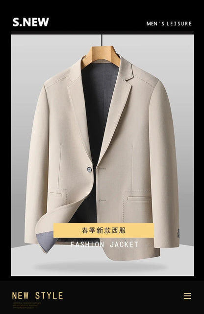 Blazer Outdoor Men's Casual, Fashionable, Trendy, Sporty Solid Color, Slimming British Style Business Gentleman Wedding Blazer