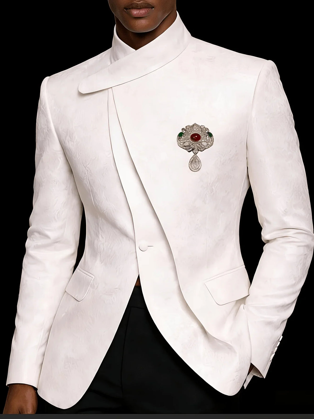 Men's White Luxury Business Blazer Single Button Long Sleeve Wedding Groom Banquet Fashion Party Formal Men Outerwear Jacket