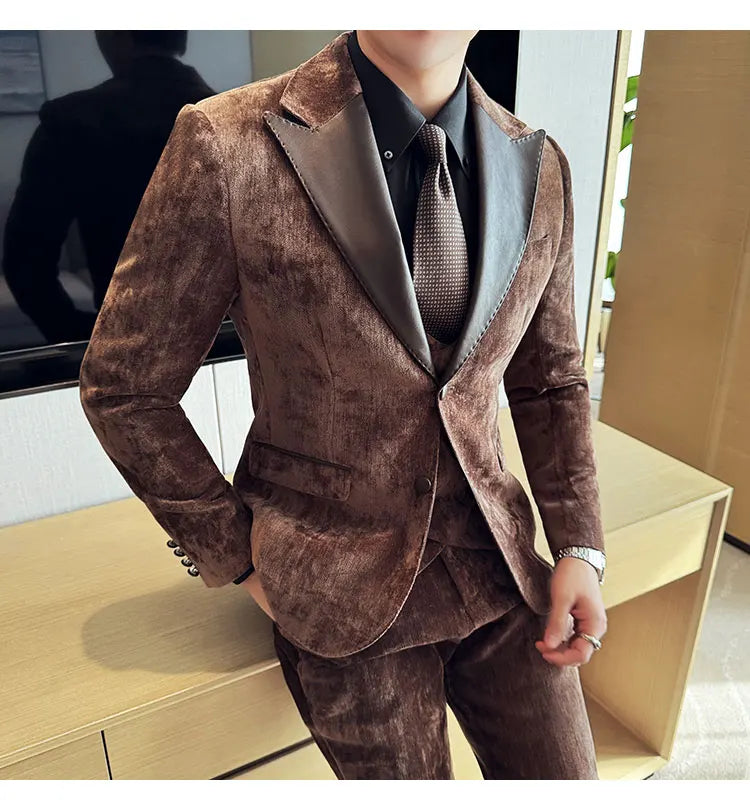 Men's Slim Fit 3-Piece Suit – Smart Casual & Wedding Formal Set