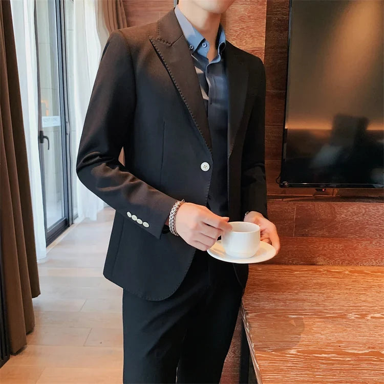 2022 Classic Green Blue Jacket Uniform Groom Tuxedos Mens Wedding Suits Peaked Lapel Man Business Blazer Groomsmen Prom Dress