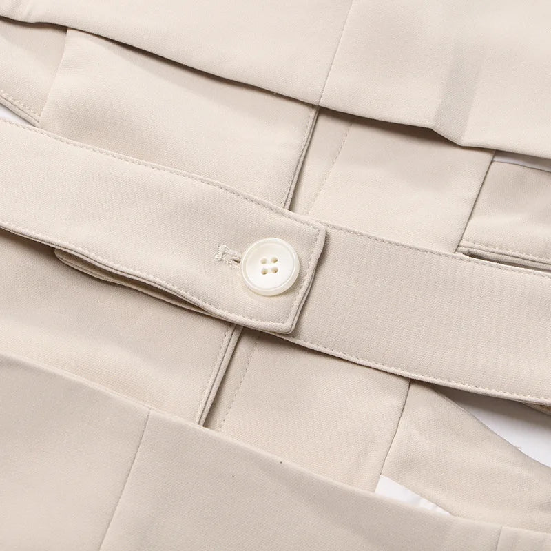 Women's Blazer Elegant Stylish Hollow Out Expose Waist Design Solid Color Patchwork Long-sleeved Slim Fit Suit-Coat HK28002