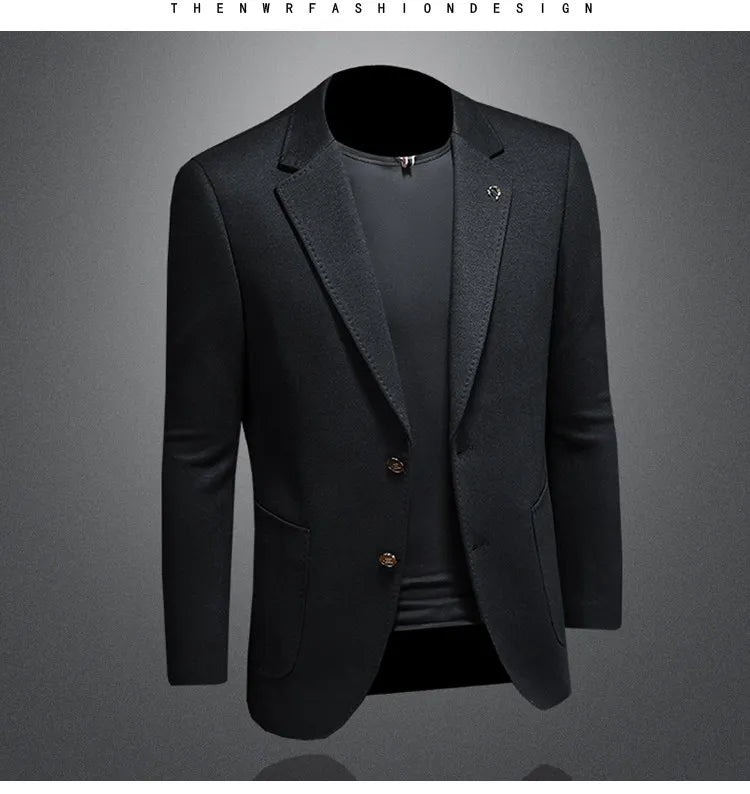 Men's Smart Casual Wool Blend Blazer – Single Breasted Suit Jacket – Black & Coffee