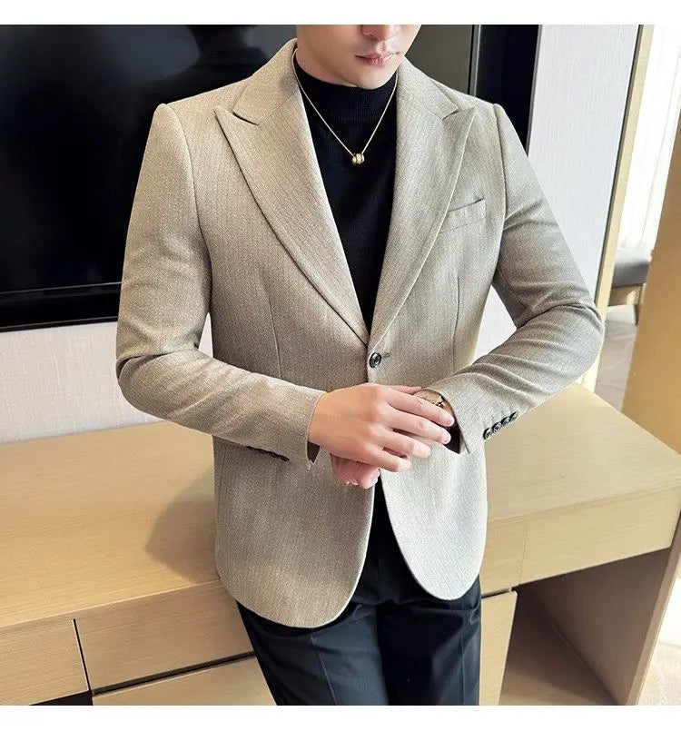 Men's Blazer Single Breasted Slim Fit Korean Style Casual Suit Jacket
