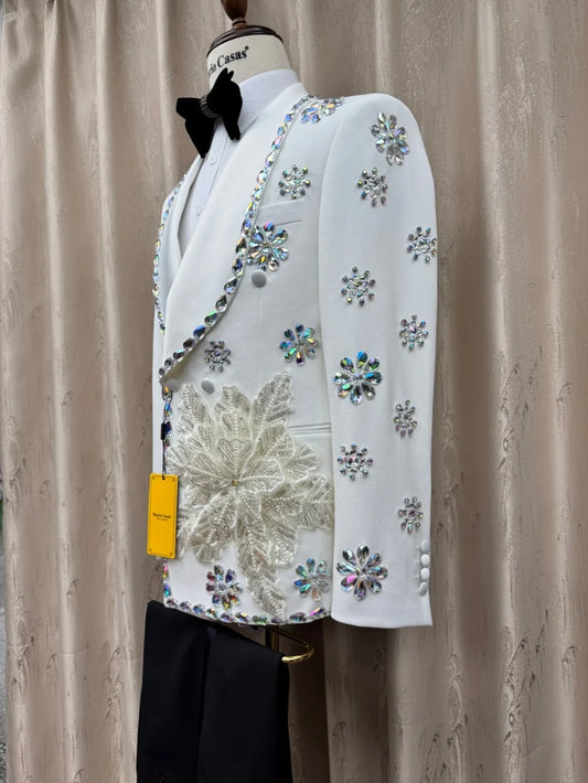 2-pieces Men's Exquisite Suit Set 2 Pieces Jacket Pants Banquet Party Wear Handsome Shawl Lapel Tuxedo Wedding Groom Sets S-3XL