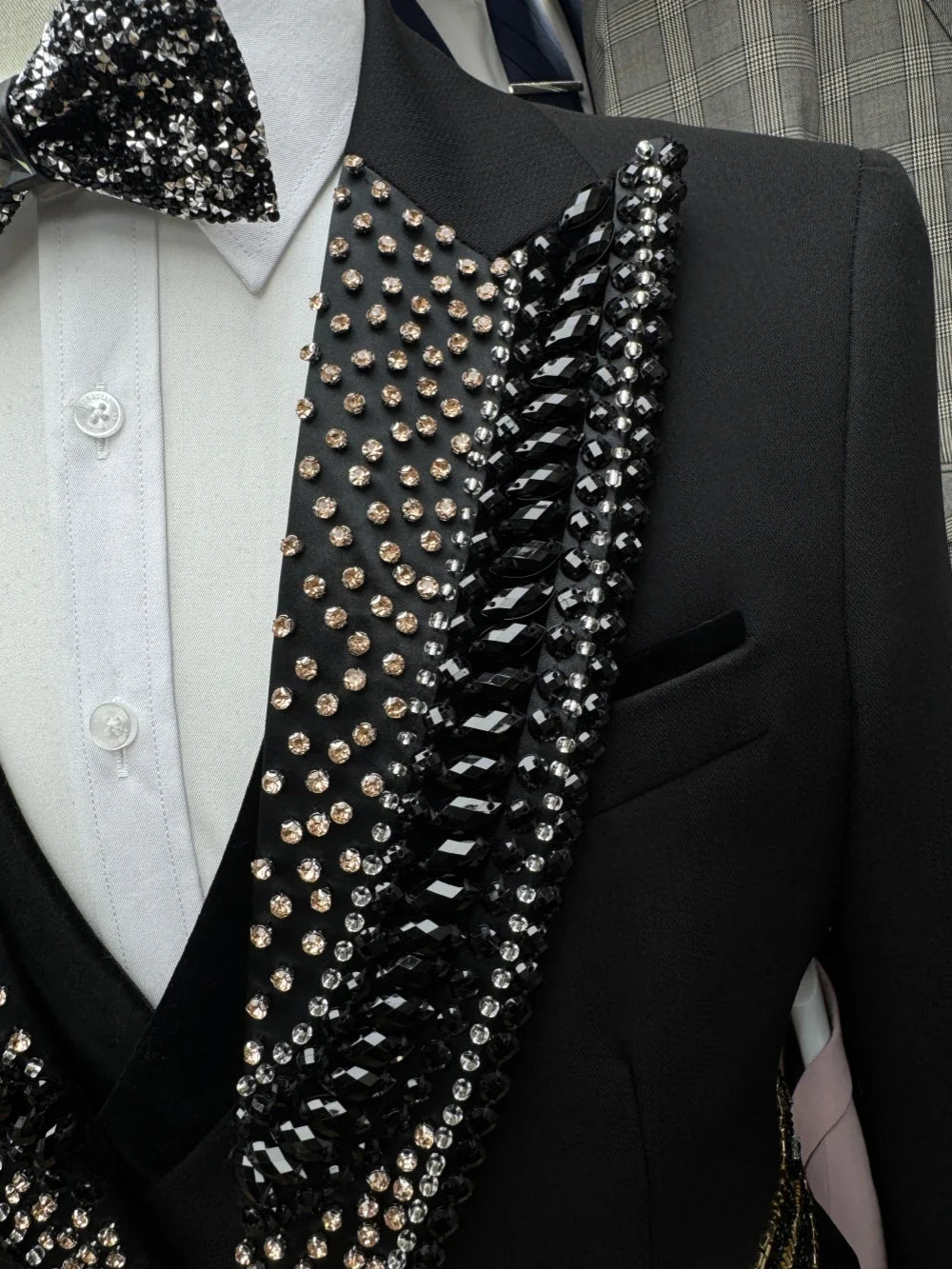 Exquisite Heavy Beaded Men's Suits 3 Pieces Wedding Groom Set Dancing Wear High Quality Suit Jacket Man Banquet Prom Outfit
