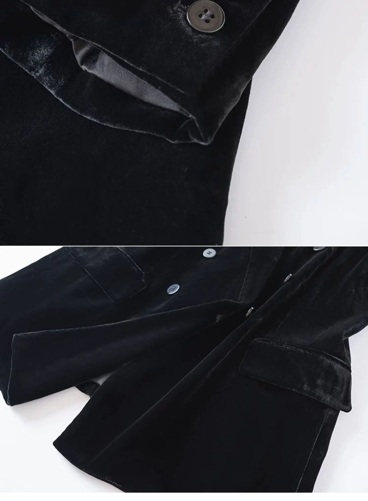 Silk Velvet Long Sleeve Suit Jacket Women's Business Wear Slim Fit Mid-Length Luxury Glossy Black Swan Velvet Outerwear