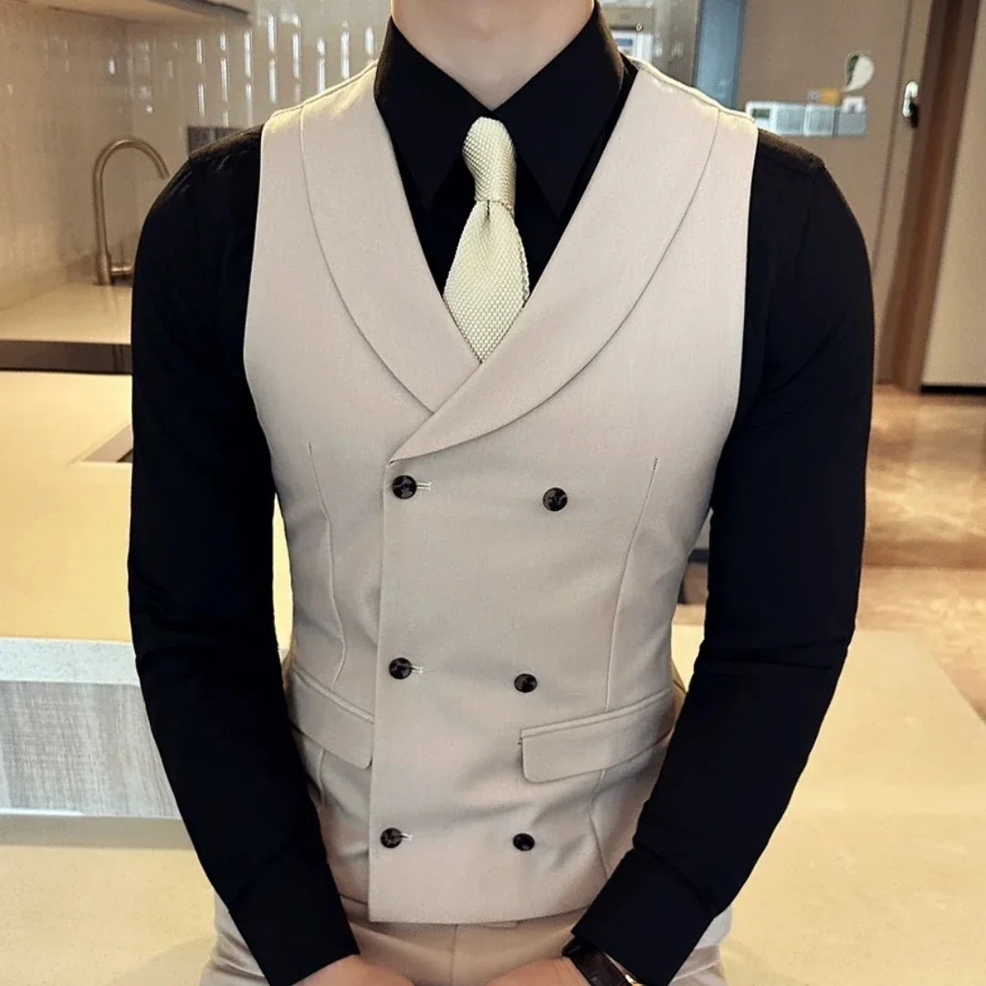 Men's Vest Double Breasted Lapel Waistcoat for Weddings and Formal Occasions