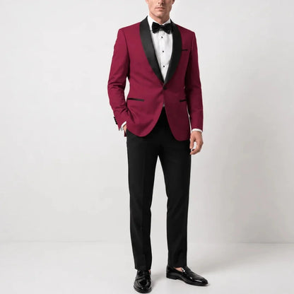 Men Suit Yellow Black 2 Pieces Lapel Single Breasted For Wedding Groom Birthday Banquet Party Business Work Office Jacket Pants