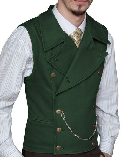 Men's Double Breasted Waistcoat – Solid Color Formal Vest for Weddings & Events