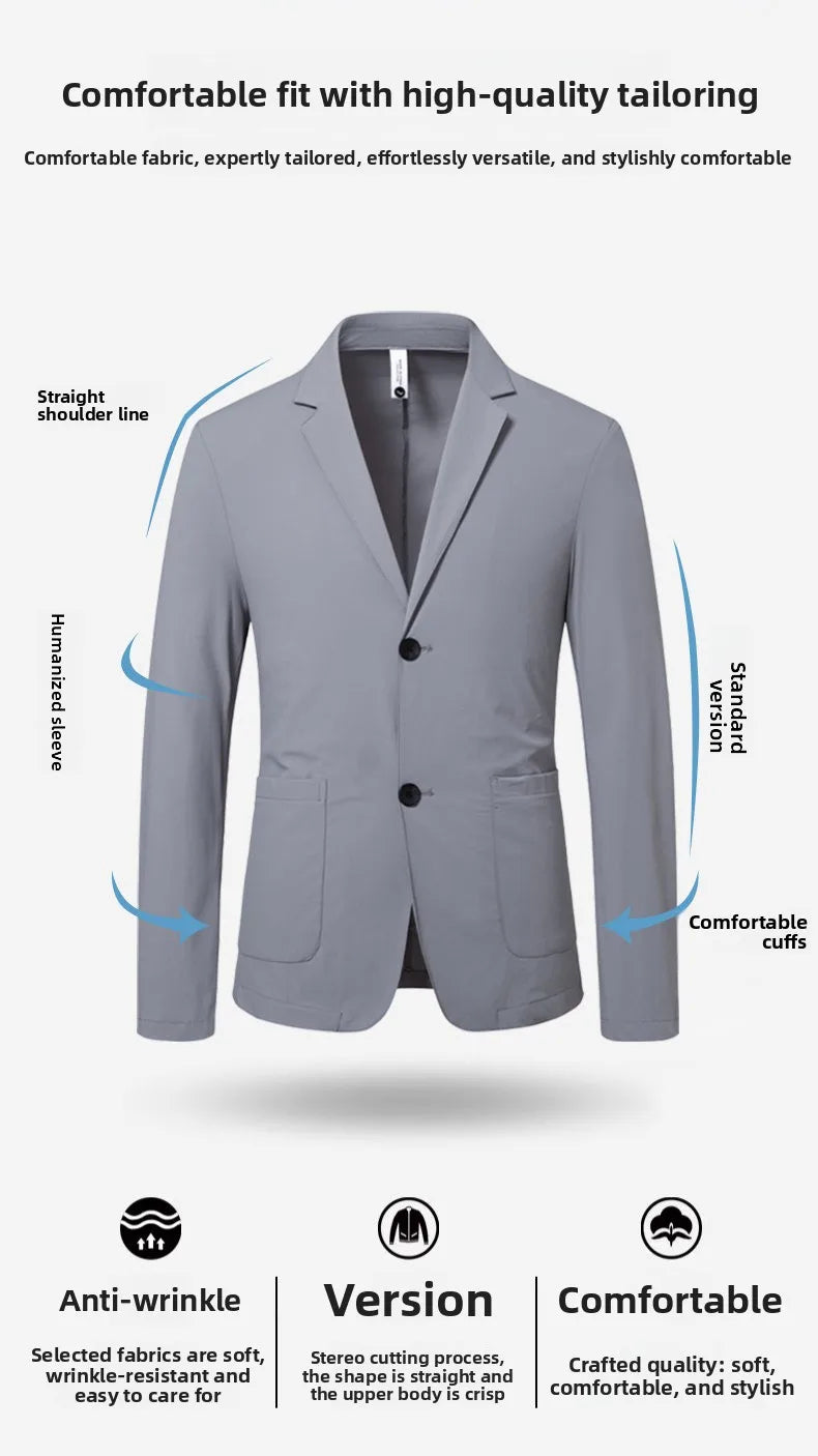Sun Protection Lightweight Blazer - Fashionable Business Outdoor Travel Wedding Casual Korean Style Men's Lightweight Blazer