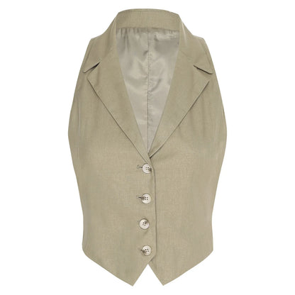 Office Lady Fashion Vest Streetwear Leopard Print Women's Waistcoat Button-down Vests Lapel Tank Top V Neck Vest Workwear Mujer