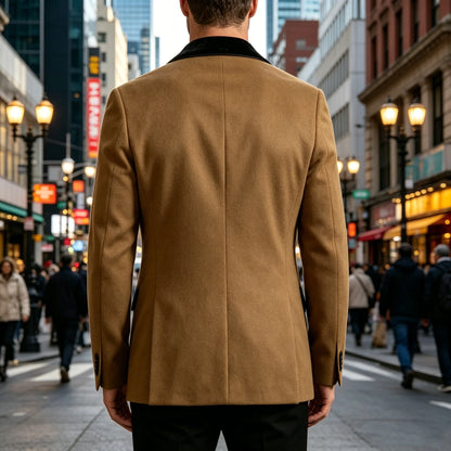 Men's Wool Blend Blazer Black Croc Print Lapel Collar Slim Fit Formal Business Casual Suit Jacket Autumn Winter Sport Coat