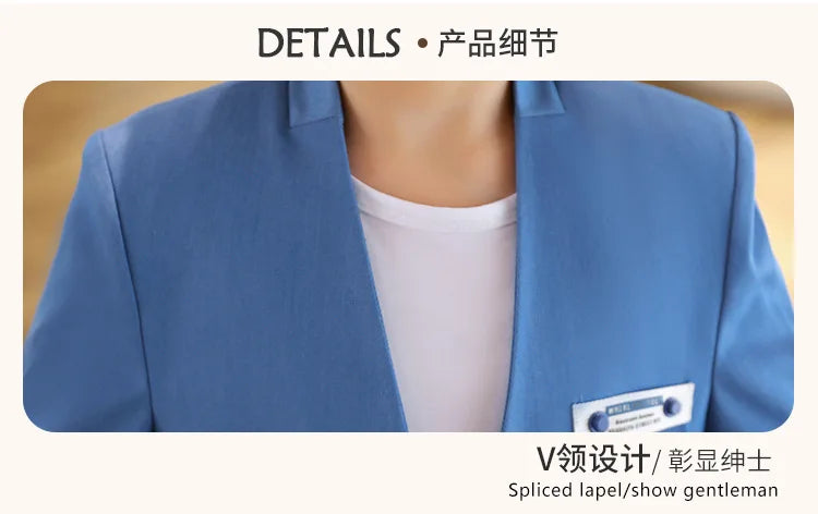 Boys Formal Suit Set Kids Wedding Tuxedo Jacket Pants Blue Ceremony Outfit