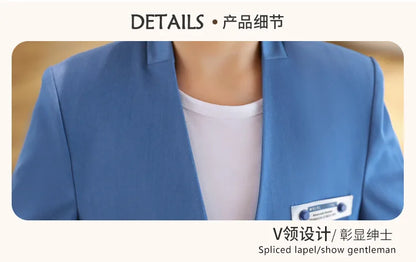 Boys Formal Suit Set Kids Wedding Tuxedo Jacket Pants Blue Ceremony Outfit