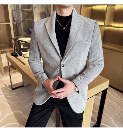 New Chinese Style Stand Collar Fashion Casual Suit Jacket Autumn Winter New Slim Fit Business Formal Social Prom Party Tuxedos