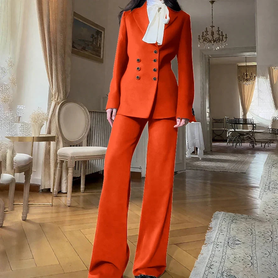 2025 New Women Casual Blazer Suit Set with Double-breasted Office Formal Pant Suit Separates Slim Fit Custom Made Traje de Mujer