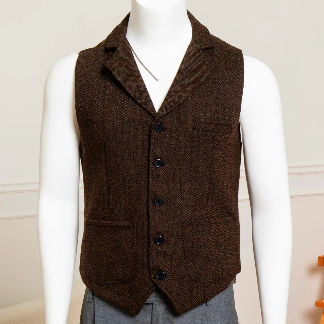 Men's Formal Vest Single Breasted Lapel Waistcoat for Weddings & Business