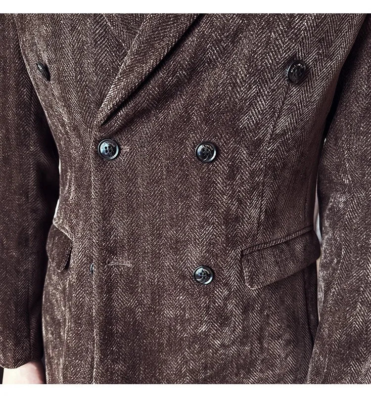 2025 Winter Woolen Men's Wedding Groom Suit Double Breasted Suit 3 Piece Set Business Casual Office Work Party Prom Dress Suits