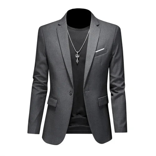 Men's Slim Fit Single-Breasted Blazer for Business Casual and Wedding Occasions